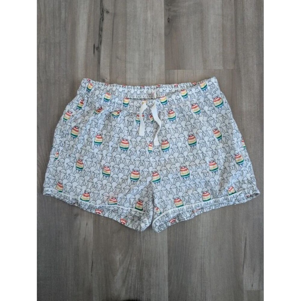 Hanna Andersson Love Hanna Easter White Rainbow Bunny Boxer PJ Shorts, XS (D2)